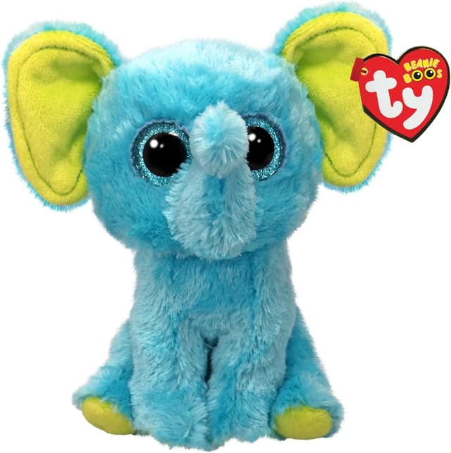 Detalle de TY Beanie Boos Trunkles, l’elefantino blu con occhi azzurri glitter (15 cm) T37359