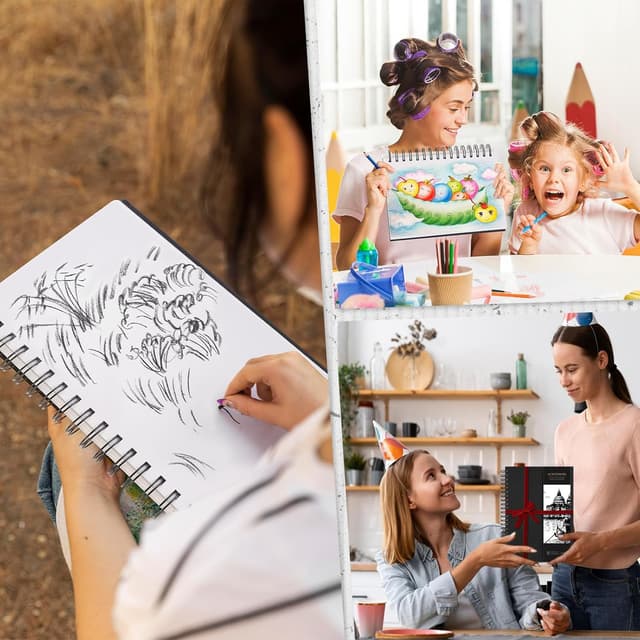 Thumbnail 6 de A4 Skizzenbuch mit 250 g/m² Zeichenpapier, 40 Blatt (80 Seiten) und Spiralbindung