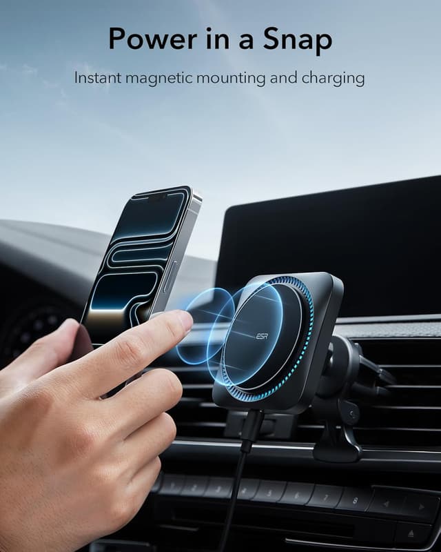 Detalle 2 de ESR MagSafe Car Mount Charger with CryoBoost 15W