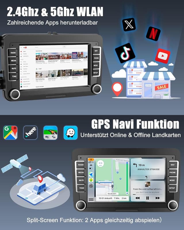 Thumbnail 2 de Lehwey 2Din Android 14 Autoradio 7 Zoll