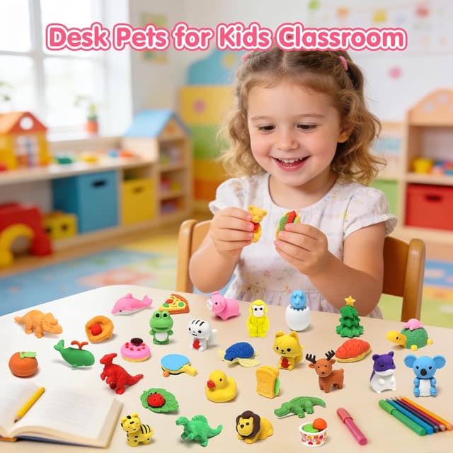 Detalle de HINZER 100 Pack Animal Erasers for Kids (3D Puzzle Erasers) for Classroom Rewards & Prizes