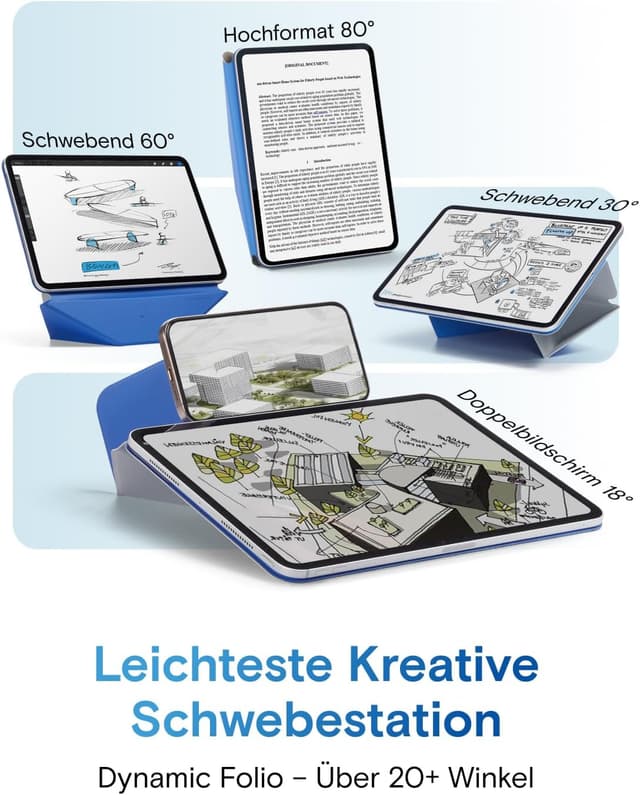 Detalle de MOFT Dynamic Folio Hülle für 11" iPad Pro (M4 2024/M5 2025) – schlanke Magnet-Hülle mit Ständer, Auto Wake/Sleep, Cement