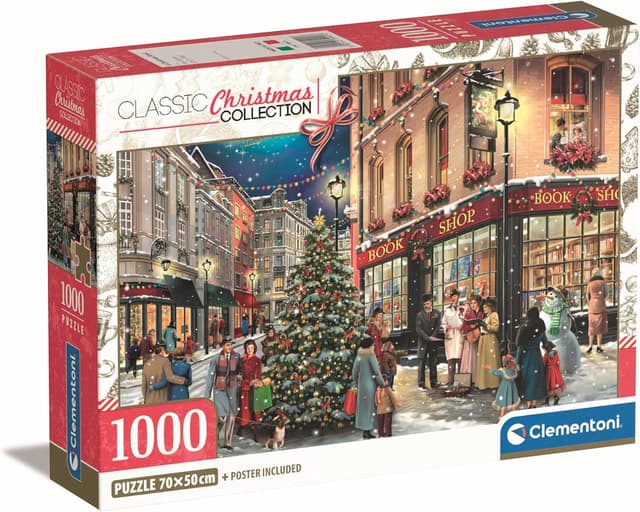 Detalle de Clementoni Puzzle La Promenade de Noël Compact 1000 pièces (70 x 50 cm) — Design tendances, avec poster
