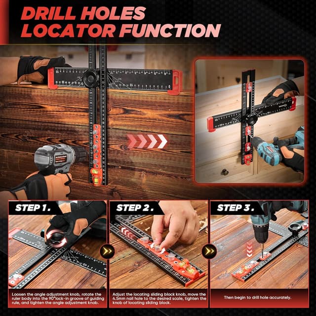 Thumbnail 6 de Saker 4-in-1 Drilling Positioning Ruler