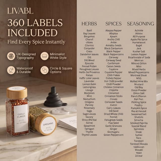 Thumbnail 6 de Livabl Glass Spice Jars 120ml — 24 pack 🧂