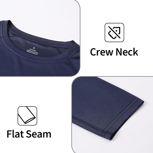 Detalle de Men’s Long Sleeve Sports T-Shirts (1 or 5 Pack) – Breathable Quick-Dry Gym & Running Activewear