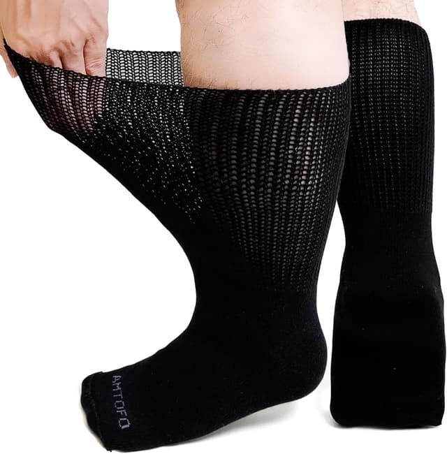 Detalle 2 de ZFSOCK Chaussettes diabétiques sans élastique (coton mi-mollet) – 3 paires, homme & femme