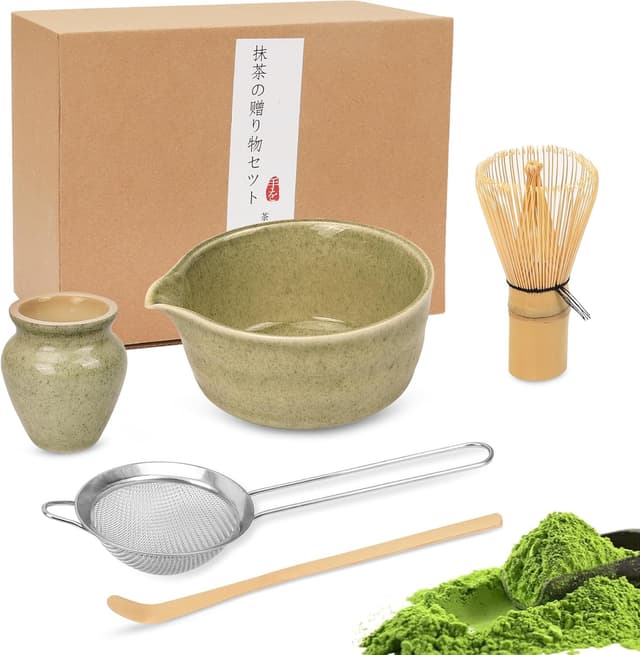 Detalle de HAPLOVE Premium Matcha Tea Set with Bamboo Whisk, Bowl Scoop & Holder – complete matcha making kit