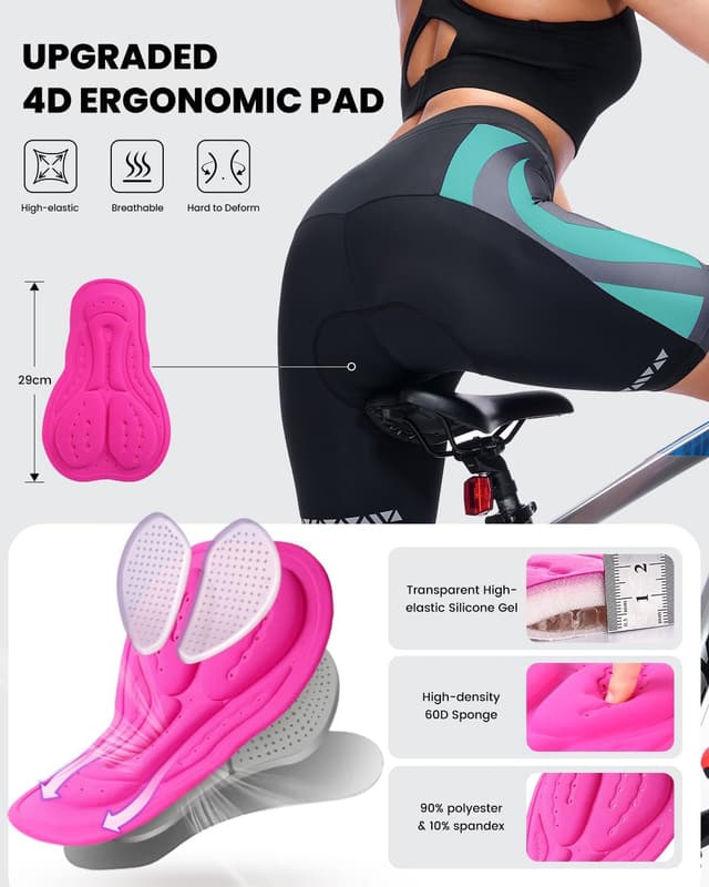 Detalle de Sportneer Padded Cycling Shorts for Women with 4D Padding and Anti-Slip Design