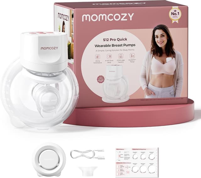 Detalle de momcozy S12 Pro Quick elektrische Milchpumpe freihändig (DoubleFit Hybrid-Brusthaube) – S12 Pro Quick, 1er-Set, weiß