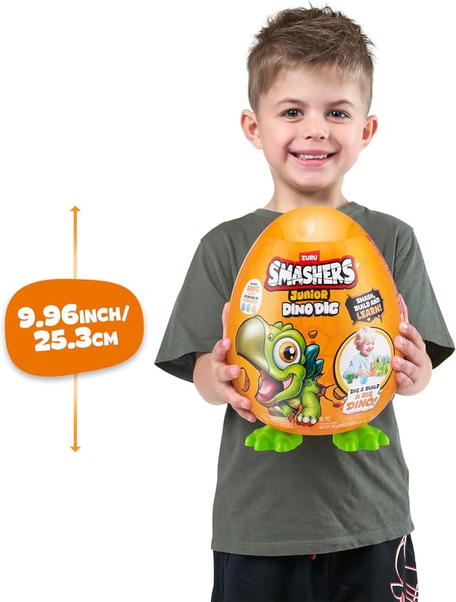Detalle 2 de Smashers Junior Dino Dig Kleines Ei (Triceratops) – Dino zum Zusammenbauen mit 500 g Knete
