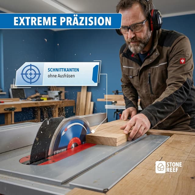 Detalle de STONE REEF Sägeblatt 254x30 für Kreissägen – inkl. Adapter für Bohrung 20 & 16 mm