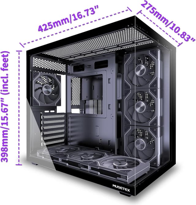 Thumbnail 6 de MUSETEX Y6 PC Gehäuse ATX Mid Tower