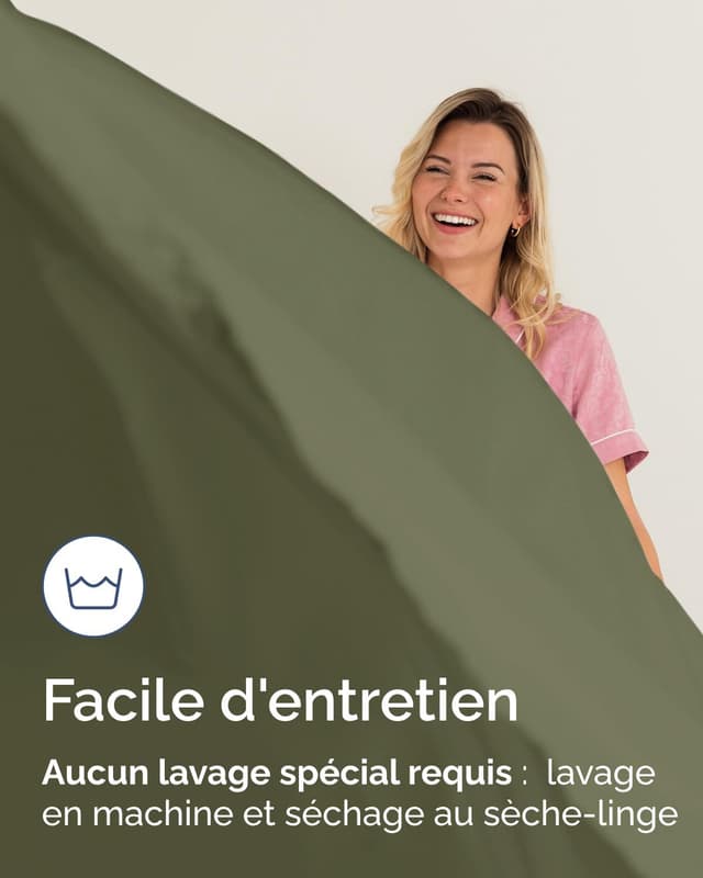 Thumbnail 6 de CGK Unlimited Drap housse 180x200 cm bonnet 40 cm extra profond en microfibre vert sauge