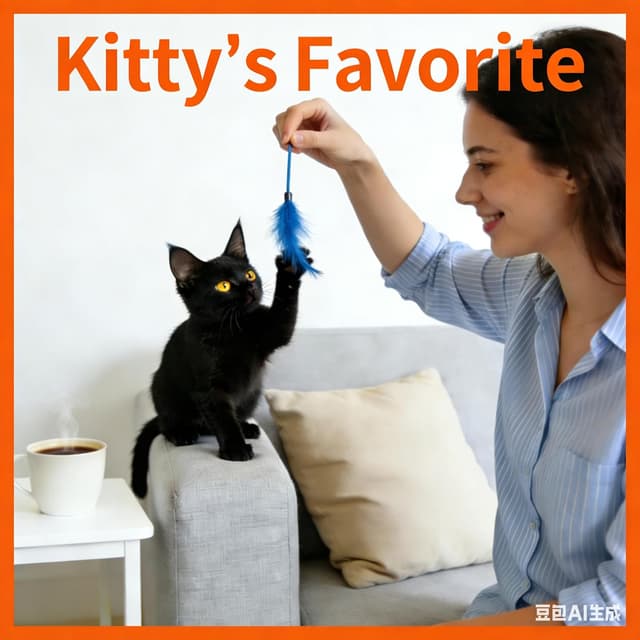 Detalle de Katzenspielzeug-Set 15-teilig mit Katzenangel (bis 98 cm) und Feder- & Mäuseköpfen