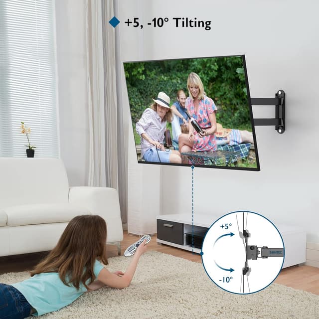 Detalle 2 de BONTEC Support mural TV orientable et inclinable 13 à 42 pouces (max VESA 200x200 mm) jusqu’à 20 kg