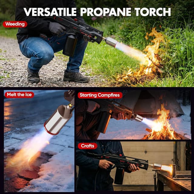 Detalle de IgnitChef Propane Torch Gun with One-Touch Max Fire — kitchen blow torch for searing, grilling, and starter jobs