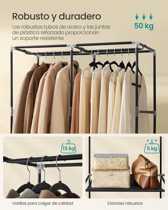 Thumbnail 2 de Songmics Armario plegable 2 barras 167 cm