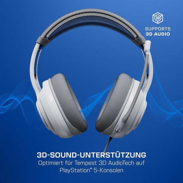 Detalle 2 de Turtle Beach Atlas 200 Wired Gaming Headset (PS5/PS4, offiziell für PlayStation) – weiß