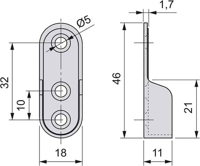 Detalle 2 de Emuca - Soporte Lateral Oval Niquelado para Armario 🛠️ 50 Pzas