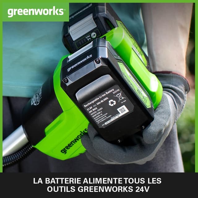 Detalle de Greenworks G24B4 + G24UC : batterie lithium-ion 24V 4Ah et chargeur d’origine 60W