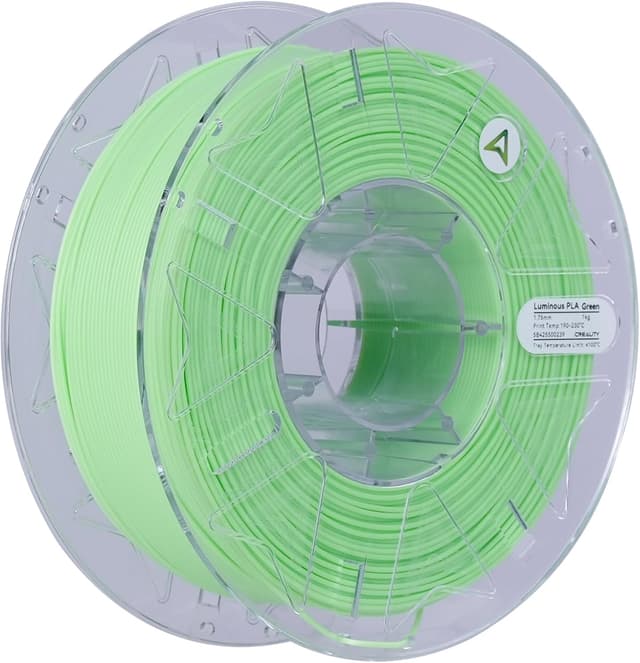 Detalle de Creality Hyper Luminous PLA Filament (Green) 1.75mm, 1kg — glow-in-the-dark for 3D printing