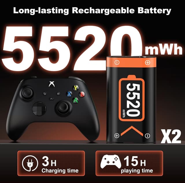 Detalle 2 de HELLCOOL Xbox Controller Battery Pack with LED charging indicator (2x5520mWh)