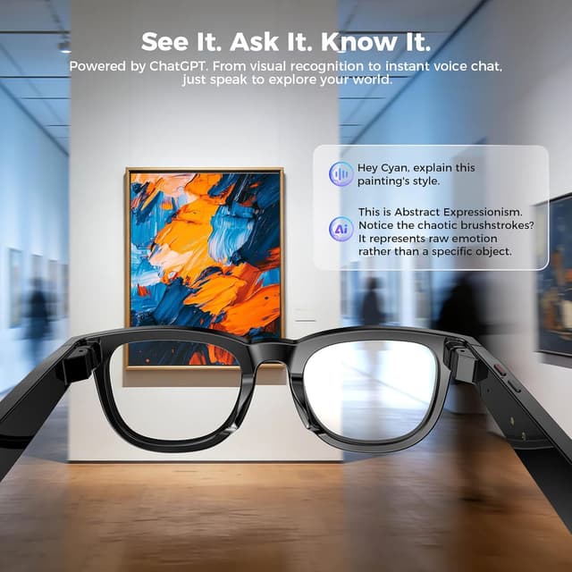 Detalle de EarlySincere 2026 Smart AI Glasses with 8MP 4K POV Camera, AI Assistant & Open-Ear Bluetooth