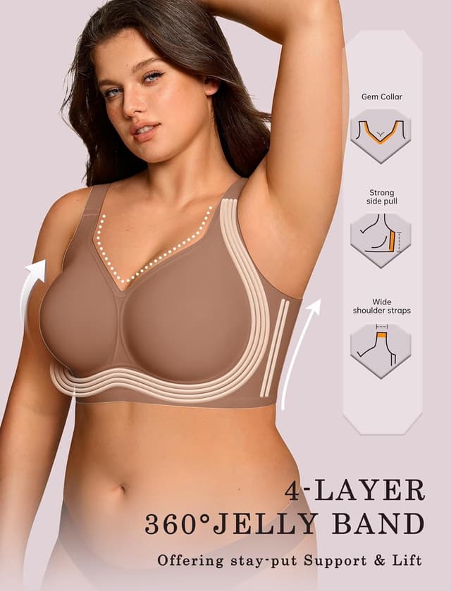 Detalle 2 de OEAK Wireless Jelly Bra Plus Size Supportive Bra