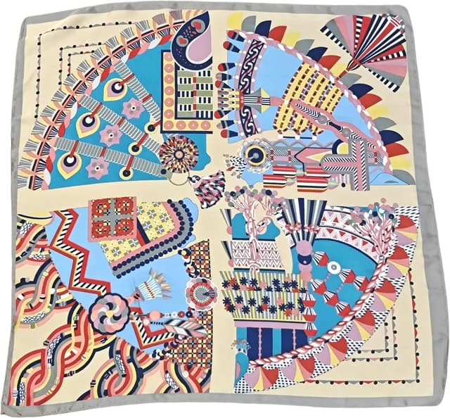 Detalle de GIMIRO Damen Schal 70x70 cm „Simulierte Seide“ Blumen, Hahnentritt & Bandana-Design