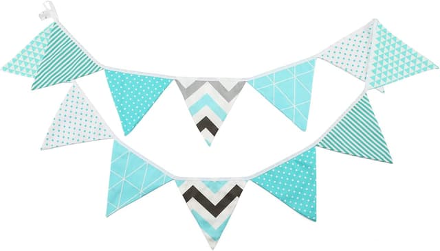 Detalle de G2PLUS Double Sided Cotton Fabric Bunting Banner (3.3m, 12 yellow floral pennants) for Easter & tea party décor