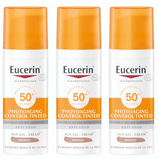Imagen de Eucerin Solar Facial Photoaging Control FPS50+ Tinted Medium 🌞 3×50 ml en OfertitasTOP