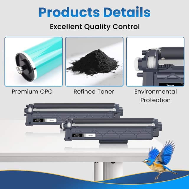 Detalle de Jhaan Value Pack Toner TN247/TN-243CMYK compatible Brother (2 cartouches noires) pour DCP-L3550CDW et MFC-L3750CDW