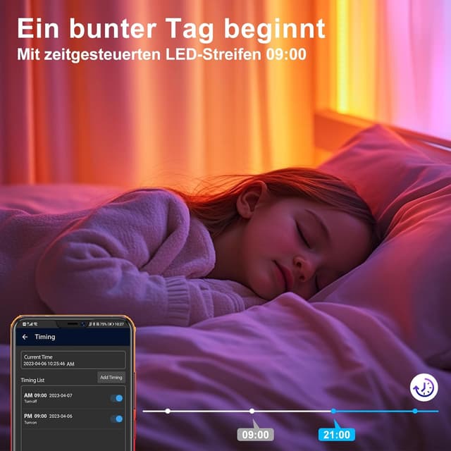 Detalle de VKH LED Strip 30 m (2×15 m) RGB, selbstklebend mit Fernbedienung, App und Musik-Sync