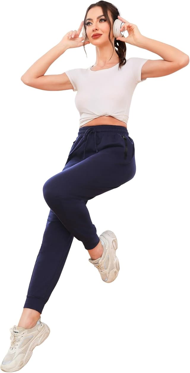 Detalle 2 de Terecey pantalon de jogging femme en coton doux avec poches zippées