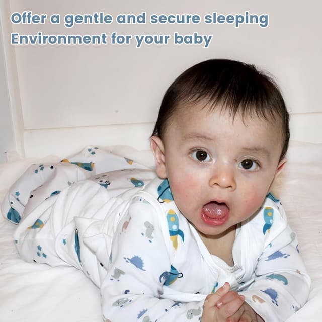 Detalle 2 de ZIGJOY Newborn Sleeping Bag 0.5 TOG (2-Pack) Cotton Swaddle Wrap, Blue & Planet