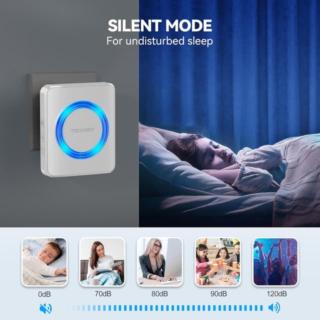 Detalle de TECKNET Wireless Doorbell Kit 4 Receivers