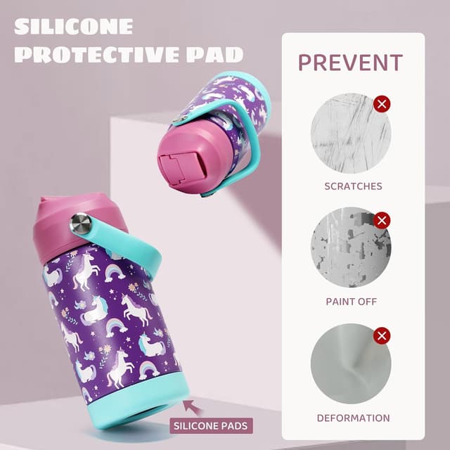 Detalle de pluseight Kids Insulated Water Bottle 12 oz Unicorn