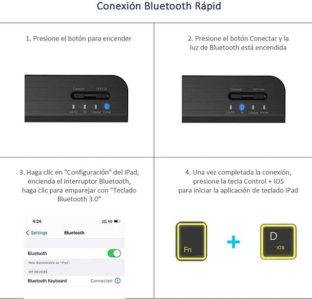 Thumbnail 5 de memumi Bluetooth Teclado Español Ñ con Retroiluminación RGB