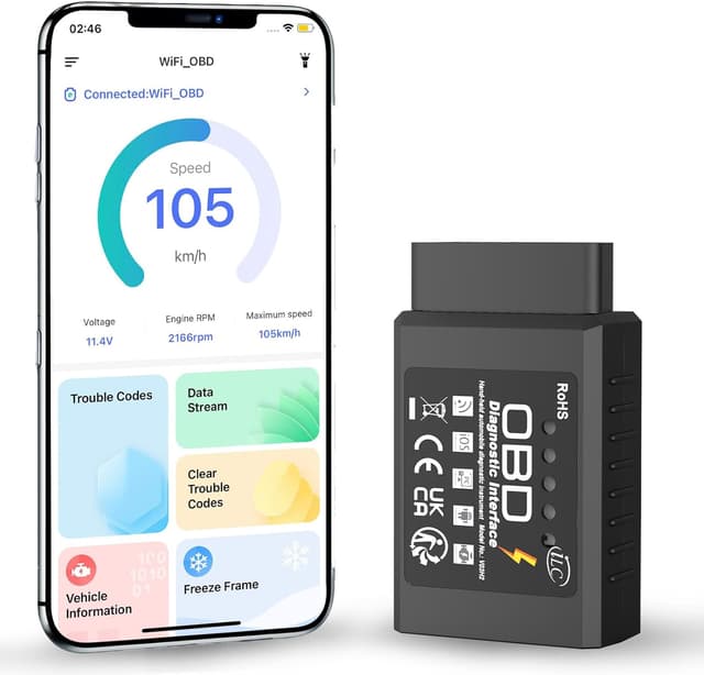 Detalle de iLC OBD2 Wireless lettore codici auto Wi‑Fi per iOS, Android e Windows