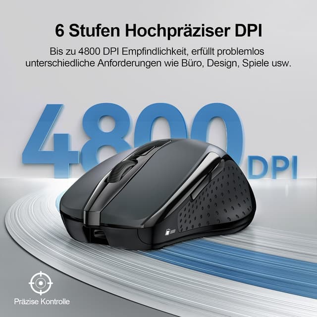 Detalle 1 de TECKNET Silent Kabellose Maus 4800 DPI đ±