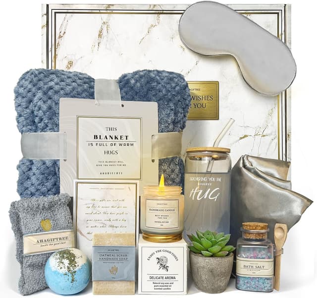 Detalle de AHAGIFTREE Get Well Soon Gift Basket Set for Women (12 Pieces) in Navy Blue