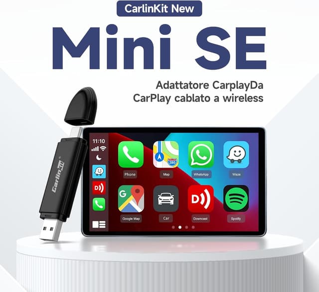 Detalle de Carlinkit mini SE Adattatore CarPlay wireless per conversione USB, supporto Siri e OTA