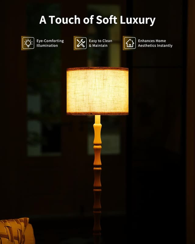 Detalle 2 de Lampada da terra in legno alta 2 kg per soggiorno