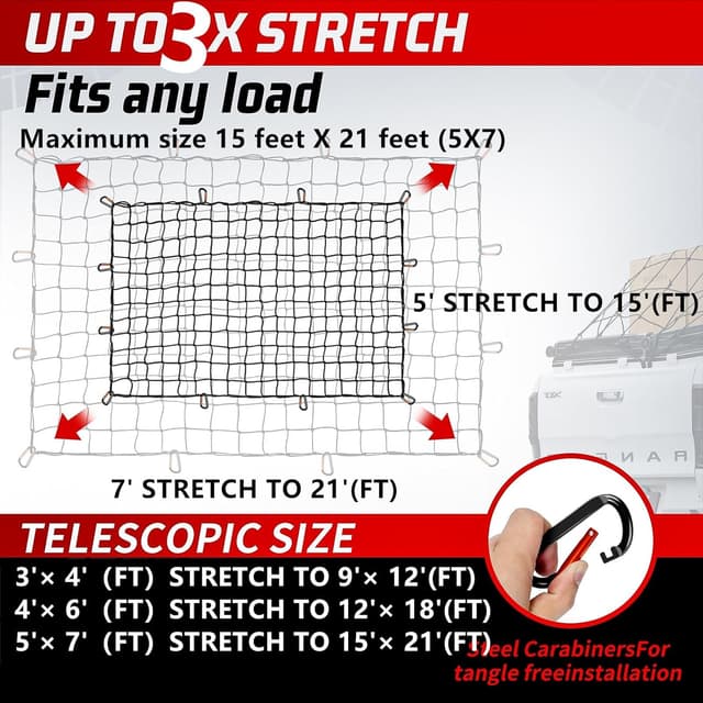 Thumbnail 6 de Heavy Duty Cargo Net 4'x4' for Pickup Truck Bed