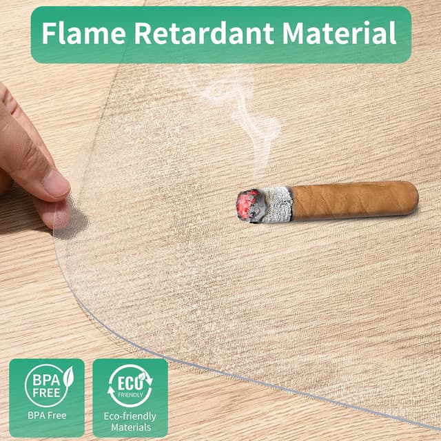 Detalle de NATRKE Clear Office Chair Mat for Hard Floor (with Lip) 120x90cm – Transparent PVC Desk Chair Protector