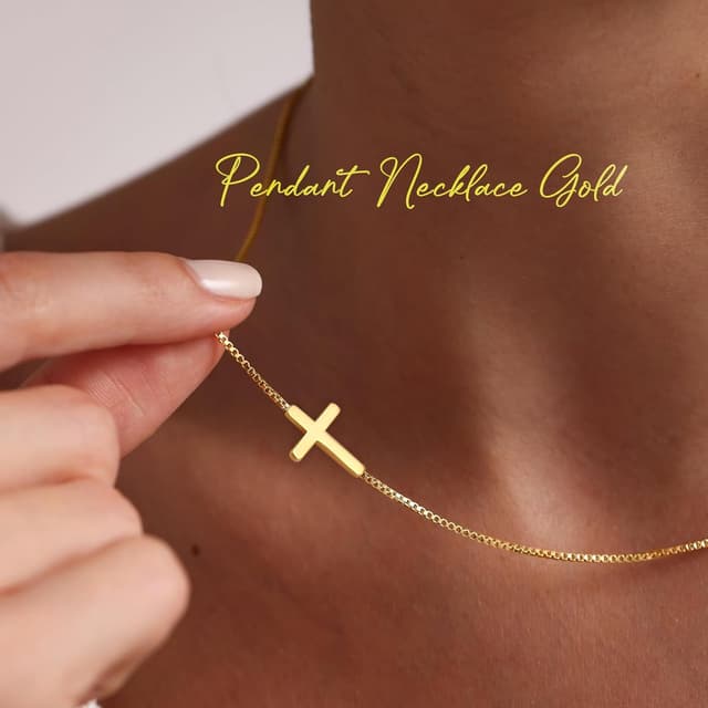 Detalle de BodyBonita Gold Kreuz Kette Damen