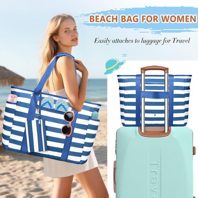 Detalle de KTUEOV Sac de plage femme XXL 45L pliable et imperméable, sac caba grand format