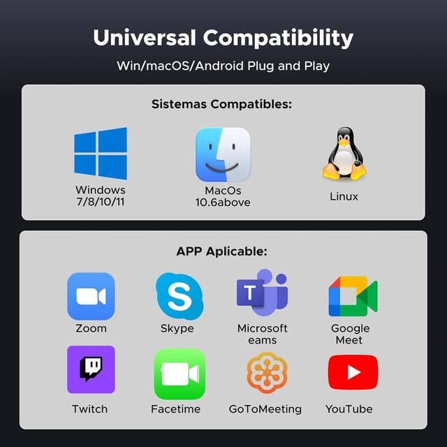 Thumbnail 4 de UGREEN 2K/30fps Webcam for PC with ring light