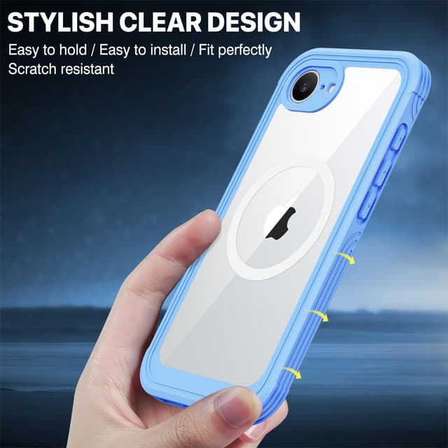 Thumbnail 6 de CENHUFO Compatible iPhone 16e Case with Built-in 9H Glass Screen Protector and MagSafe Ring (Blue)